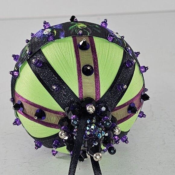 Handcrafted Maleficent Themed Ornament Beaded Accents Ribbon Detailing Villains - Picture 9 of 9
